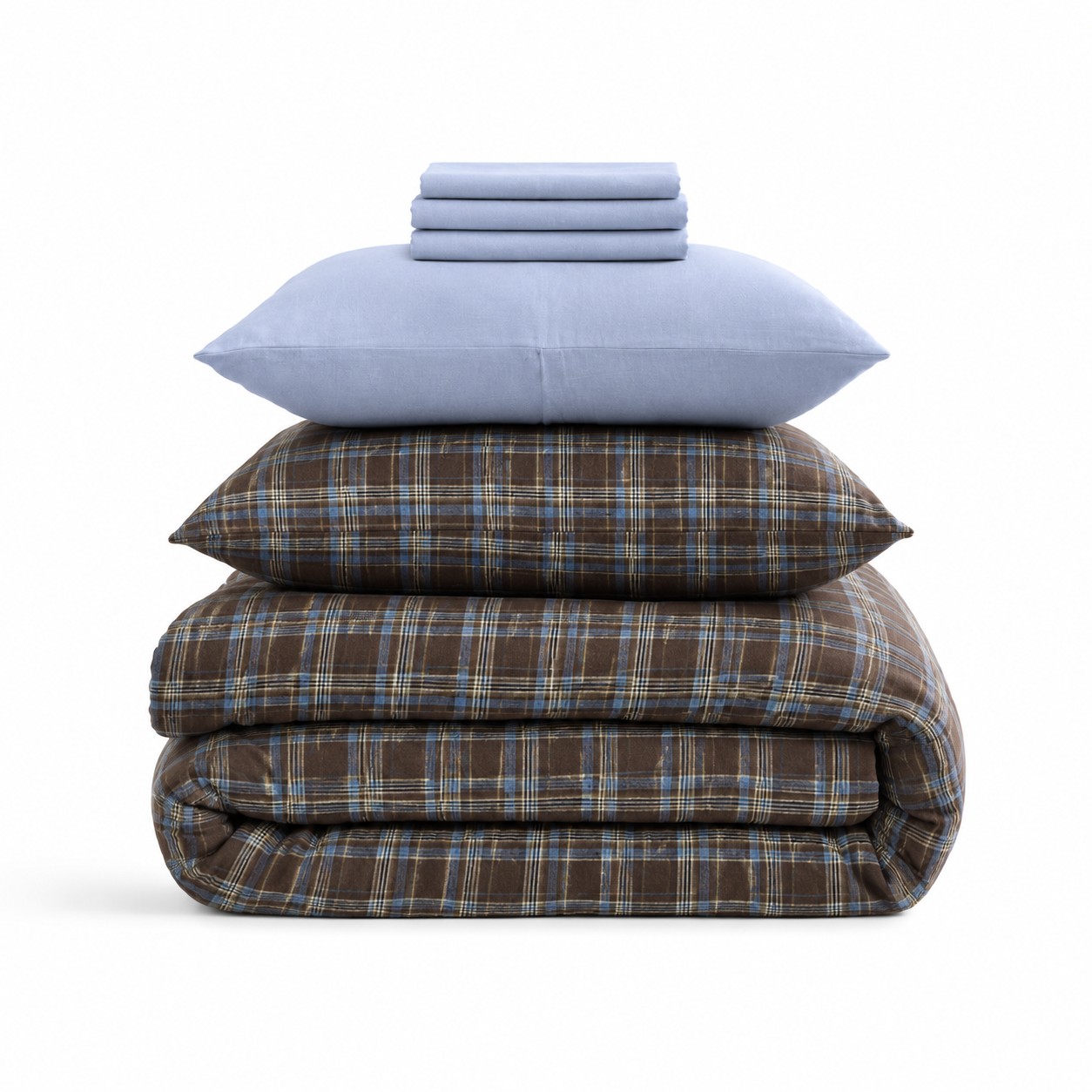 Vintage Brown Plaid Bedding Set
