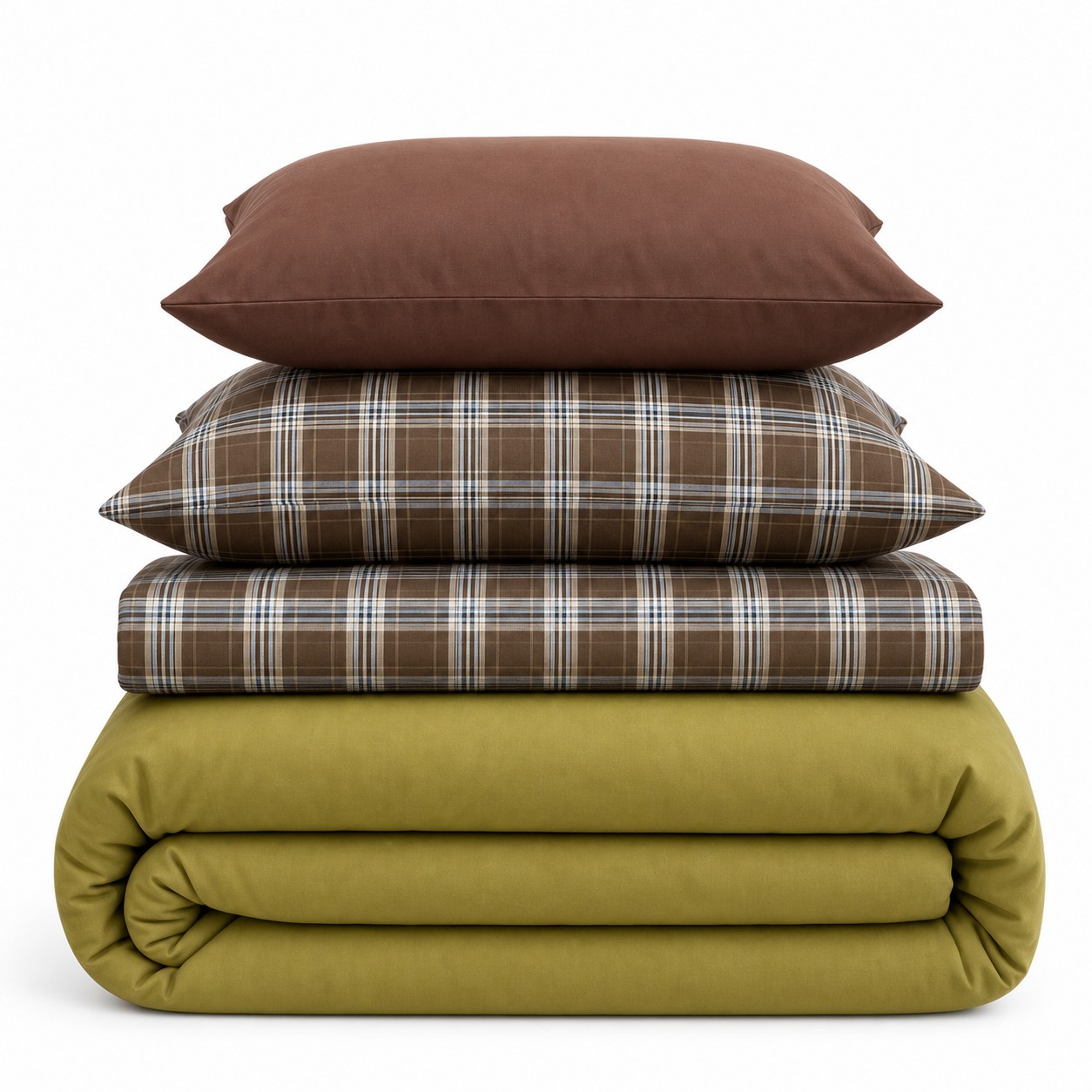 Olive Plaid Rustic Bedding Set